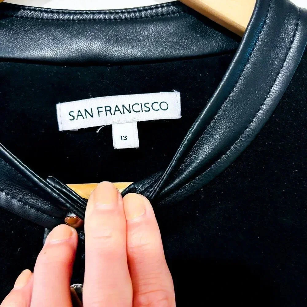 SAN FRANCISCO Black suede and faux leather blazer - Picture 7 of 8